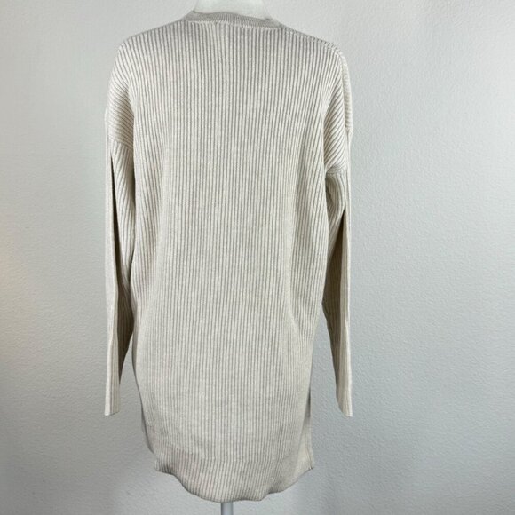 Wrap London Wool Blend Asymmetrical Hem Sweater Size 6 Ivory V Neck - Picture 3 of 10